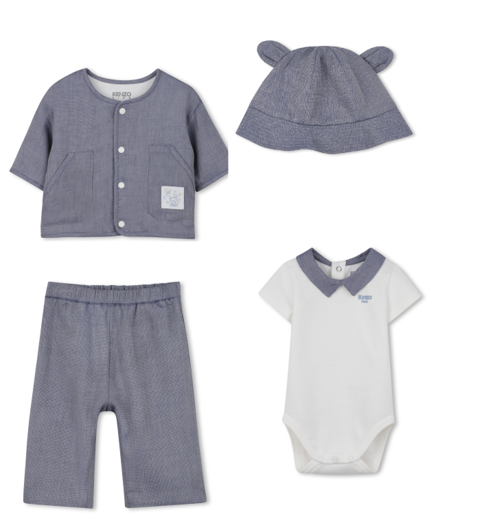 Куртка, боди, брюки, панама в упаковке