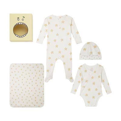 Комбинезон, боди с шапкой и плед